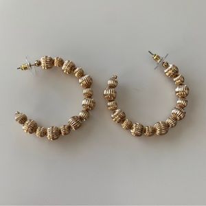 EUC - gold coloured ball hoop earrings